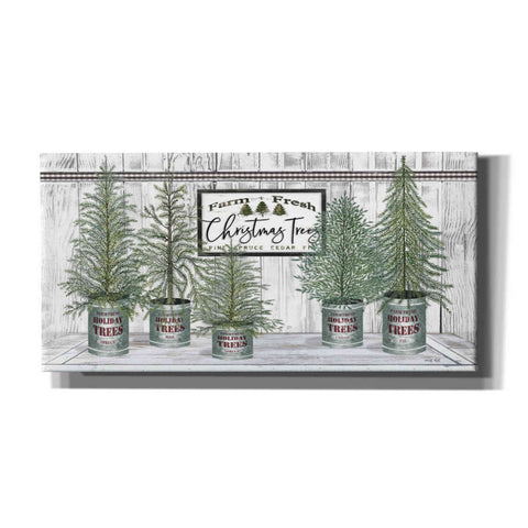 Image of 'Galvanized Pots White Christmas Trees II' by Cindy Jacobs, Canvas Wall Art