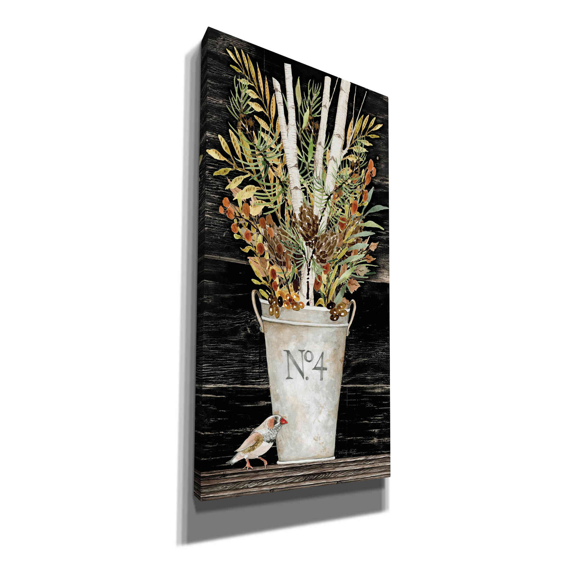 'No. 4 Fall Flowers and Birch 1' by Cindy Jacobs, Canvas Wall Art