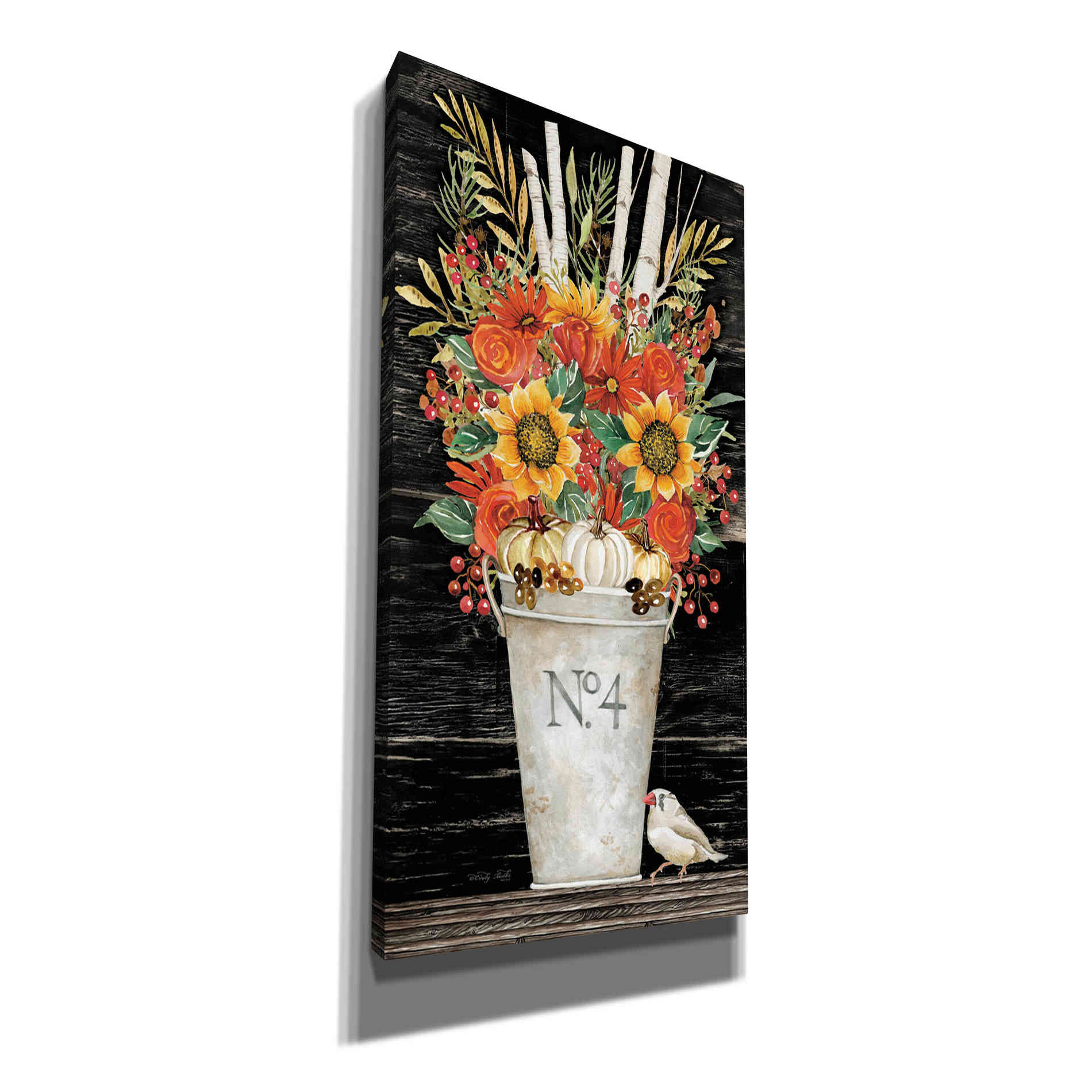 'No. 4 Fall Flowers and Birch 2' by Cindy Jacobs, Canvas Wall Art