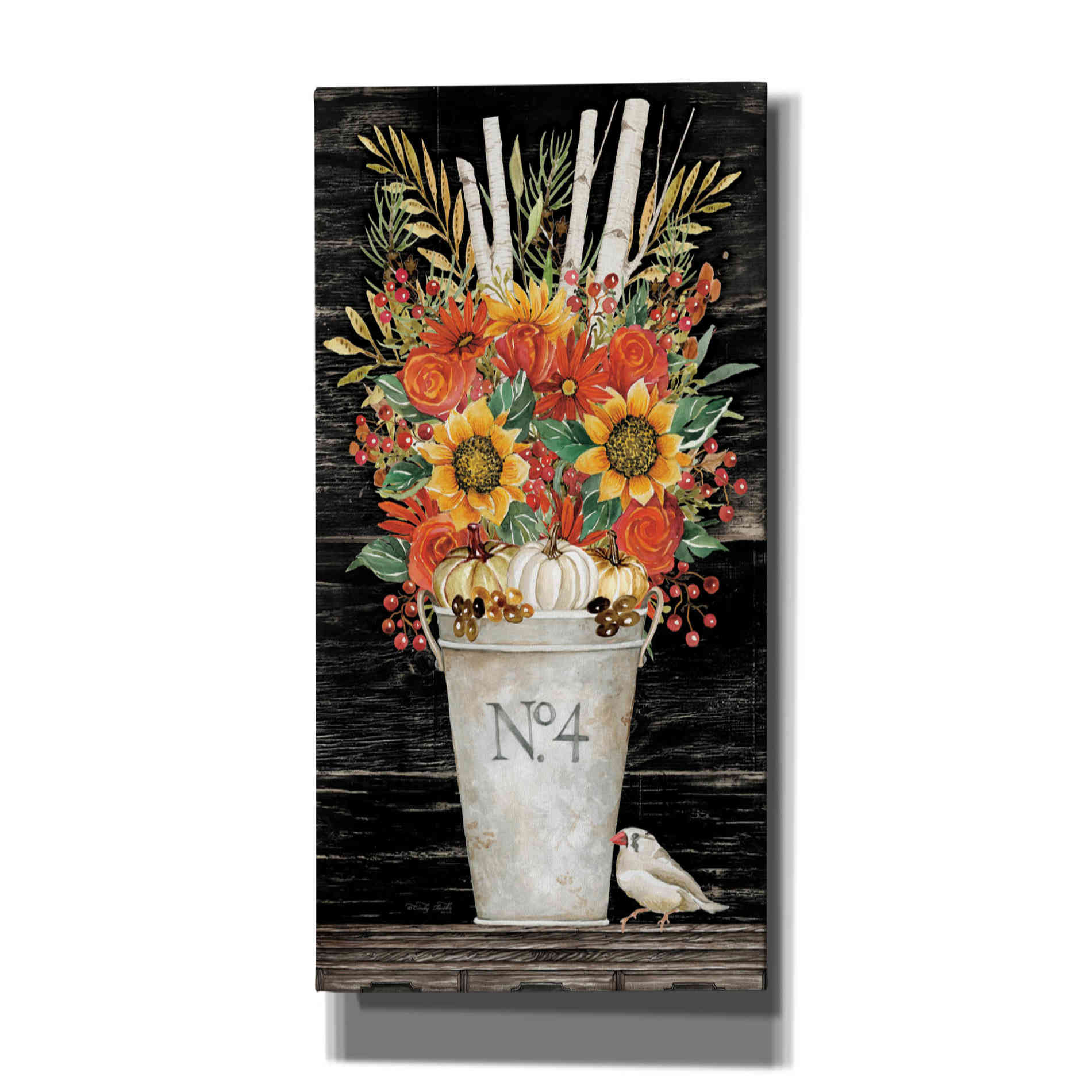 'No. 4 Fall Flowers and Birch 2' by Cindy Jacobs, Canvas Wall Art