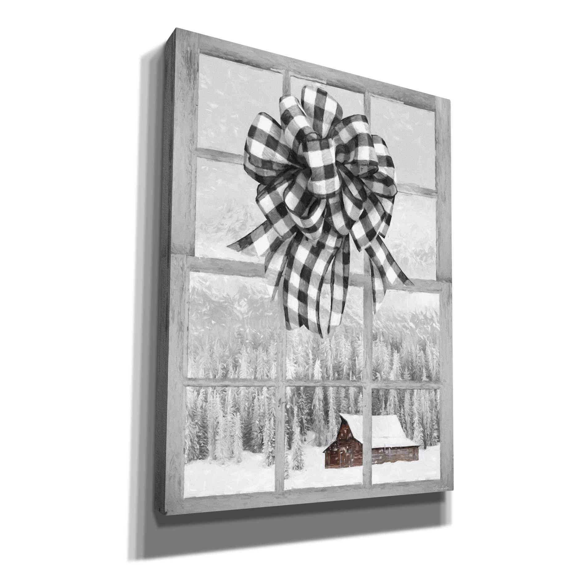 'Christmas Barn with Bow' by Lori Deiter, Canvas Wall Art