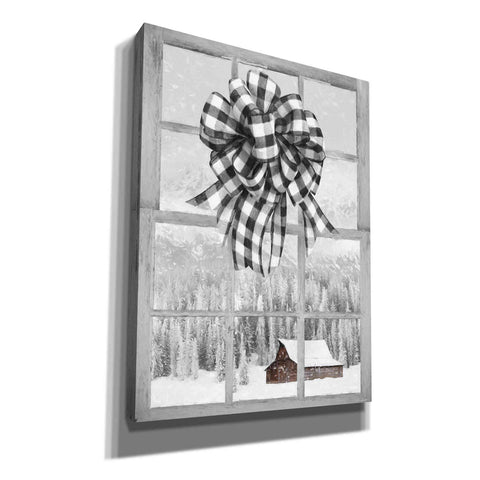 Image of 'Christmas Barn with Bow' by Lori Deiter, Canvas Wall Art