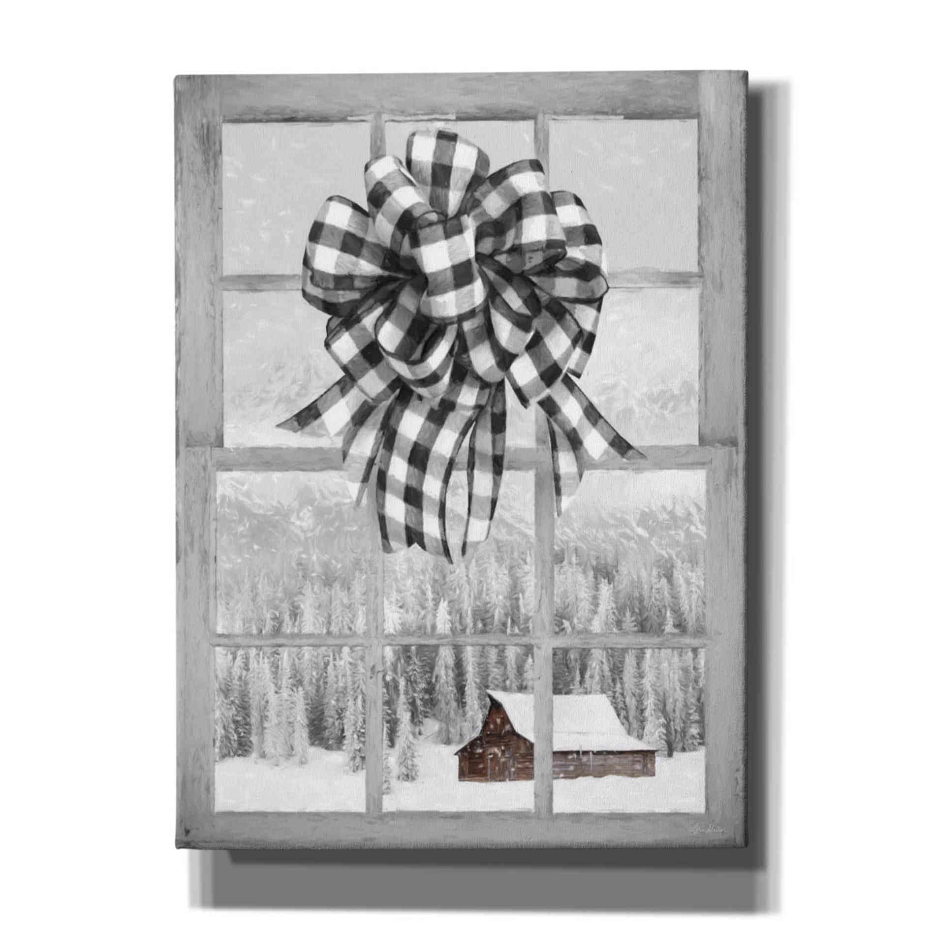 'Christmas Barn with Bow' by Lori Deiter, Canvas Wall Art