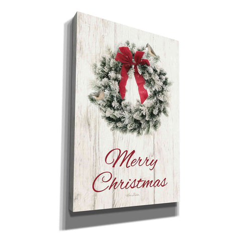 Image of 'Titmouse Merry Christmas Wreath' by Lori Deiter, Canvas Wall Art
