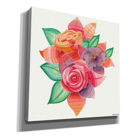 Image of 'Stiped Vibrant Florals' by Rachel Nieman, Canvas Wall Art
