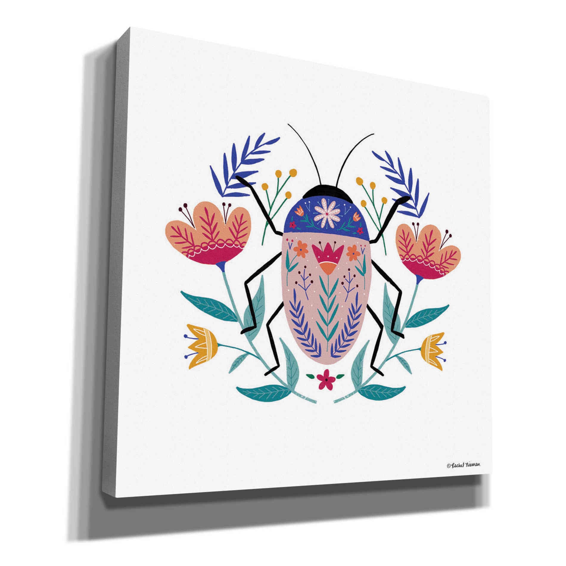 'Folk Art Beetle' by Rachel Nieman, Canvas Wall Art