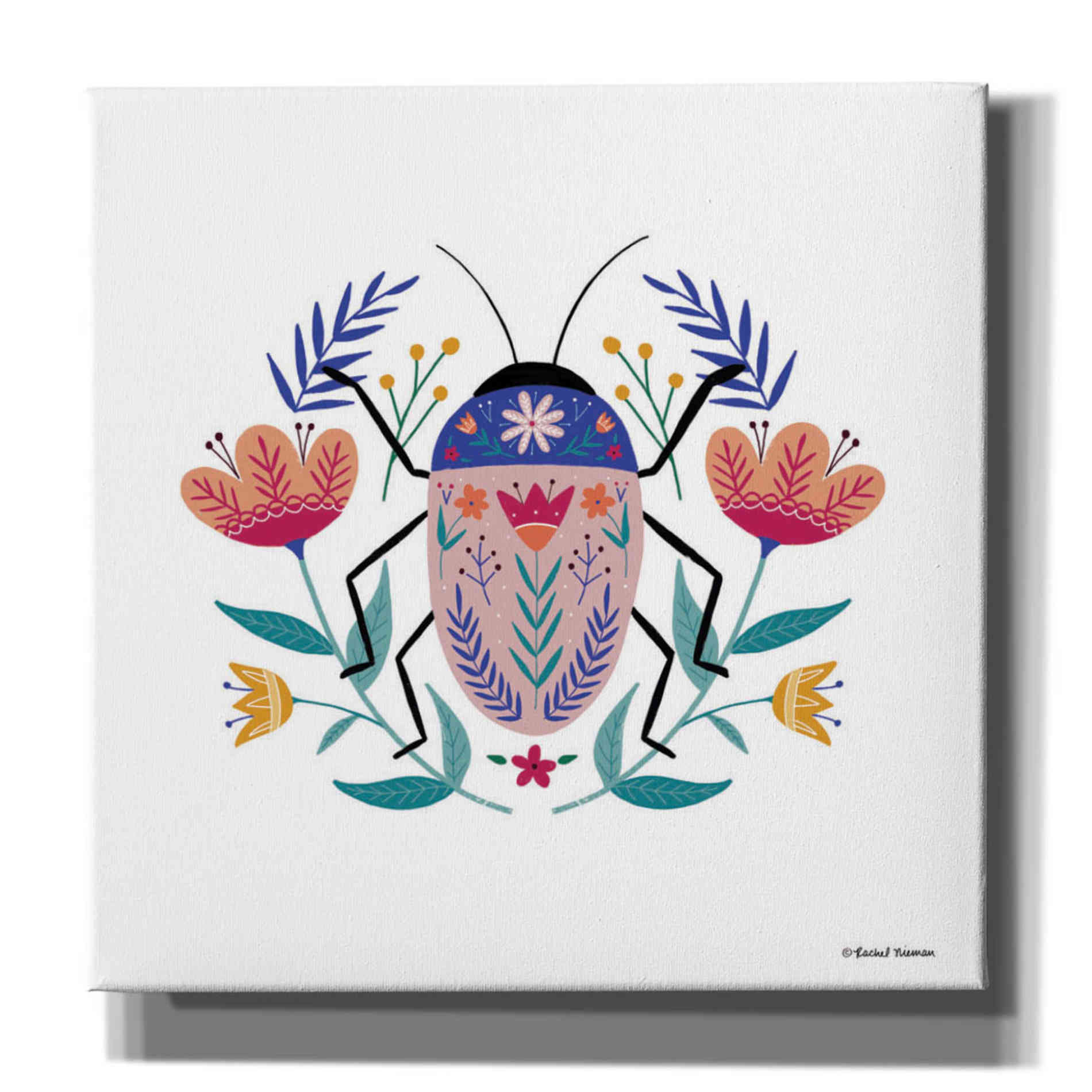 'Folk Art Beetle' by Rachel Nieman, Canvas Wall Art