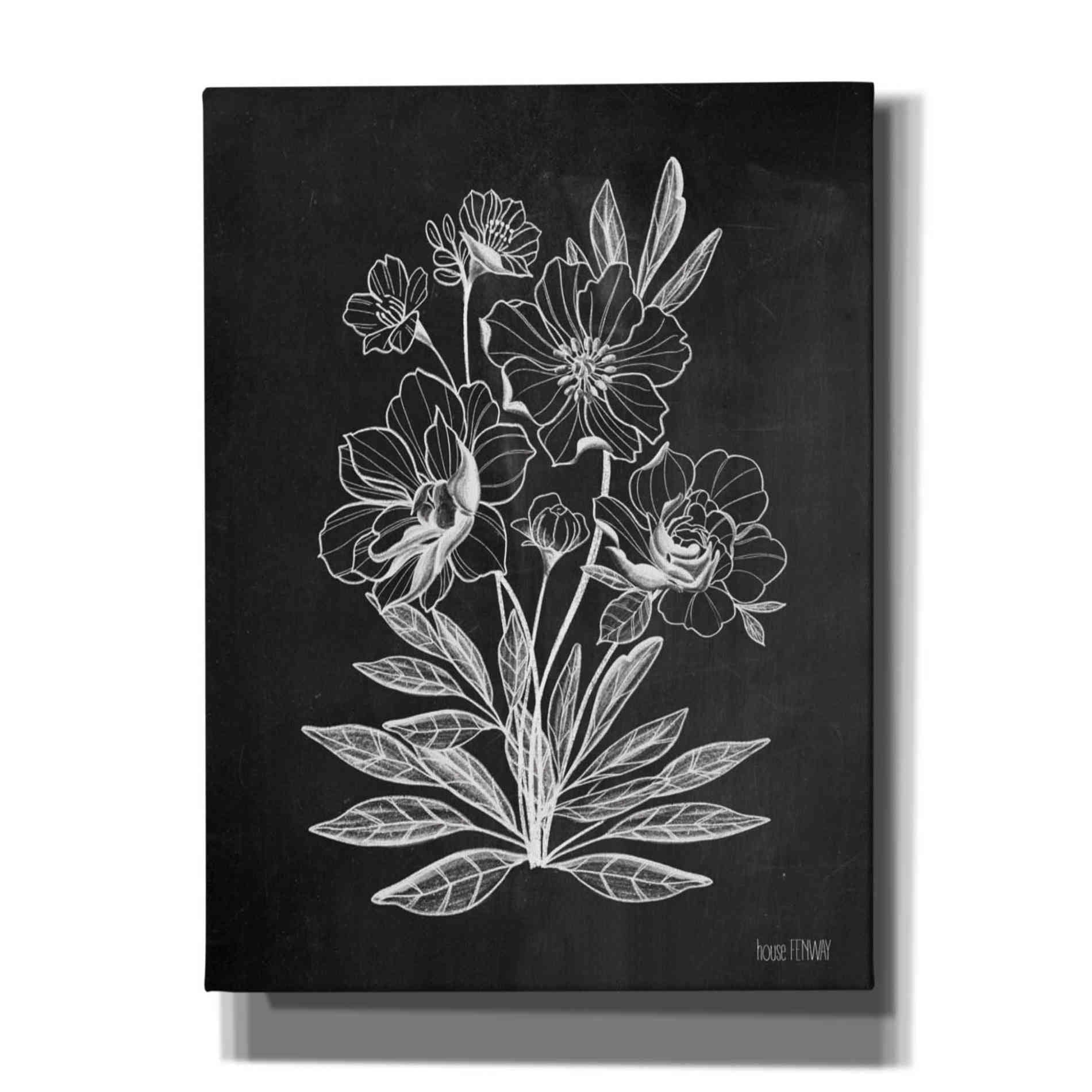 'Vintage Chalkboard Flowers' by House Fenway, Canvas Wall Art