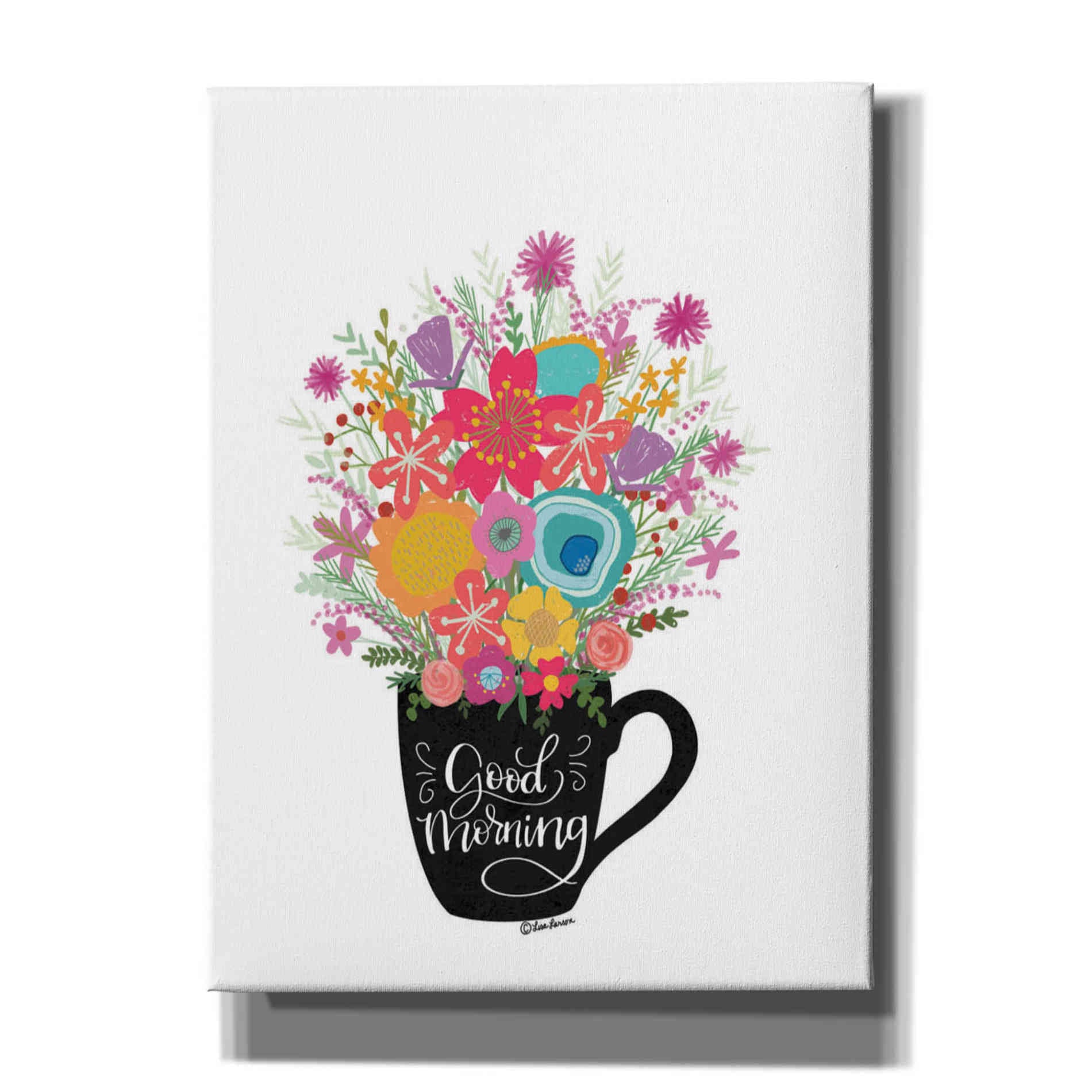 'Good Morning Coffee Floral' by Lisa Larson, Canvas Wall Art