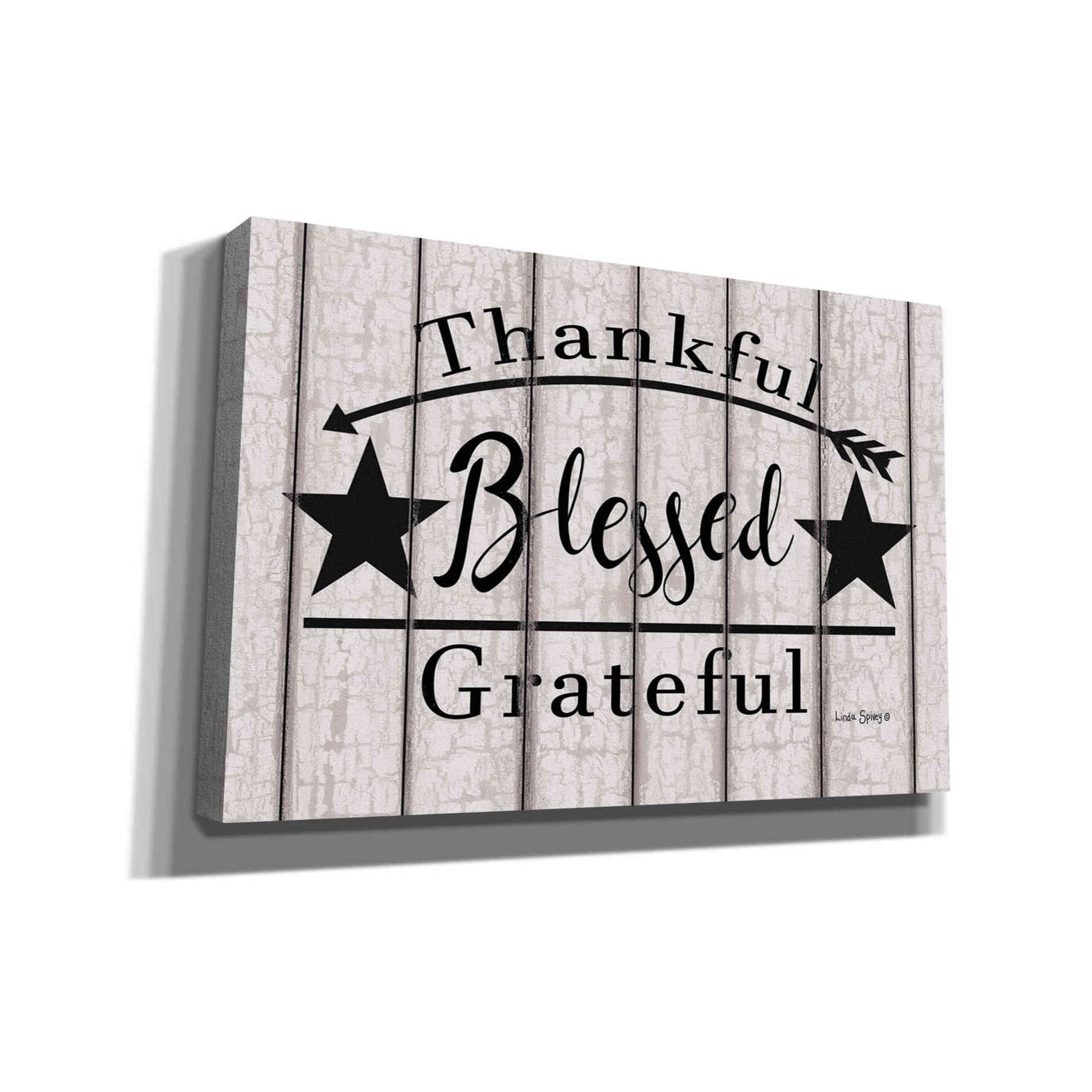 'Blessed Thankful Grateful' by Linda Spivey, Canvas Wall Art
