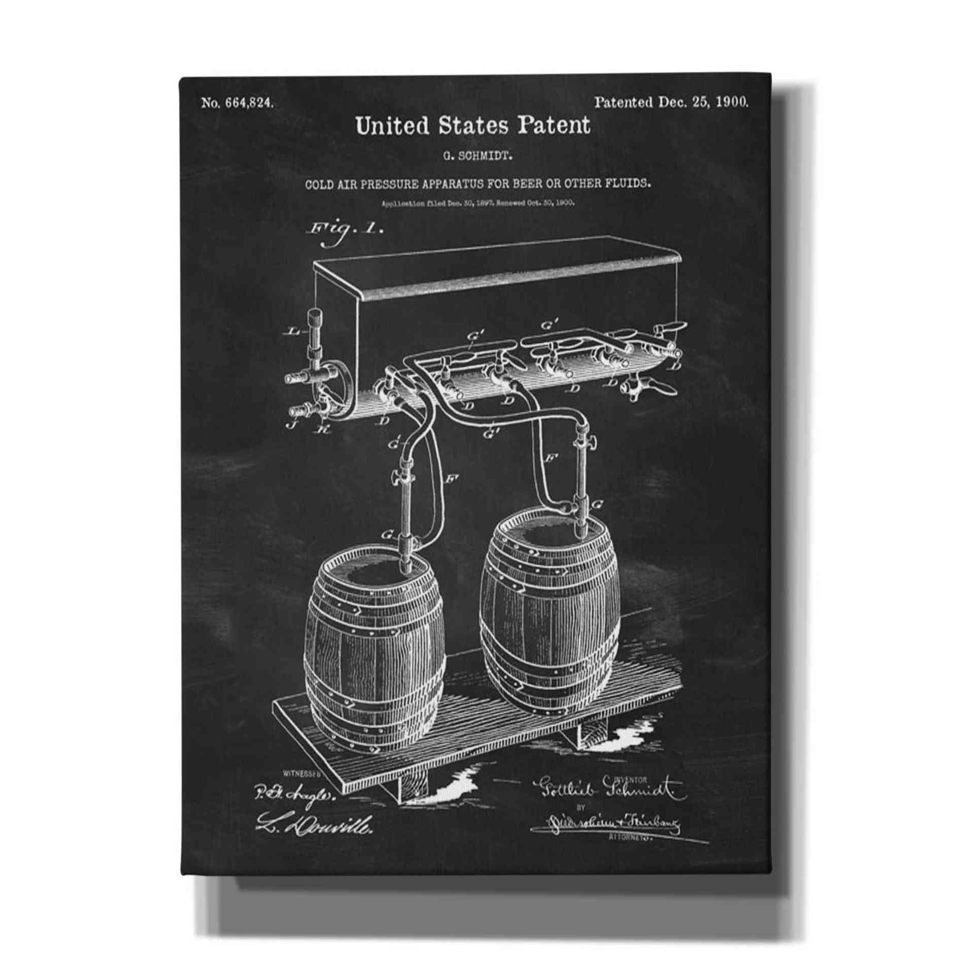 'Beer Barrel Blueprint Patent Chalkboard' Canvas Wall Art,Size A Portrait
