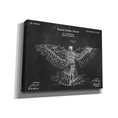 Image of 'Flying Machine Blueprint Patent Chalkboard' Canvas Wall Art,Size A Landscape