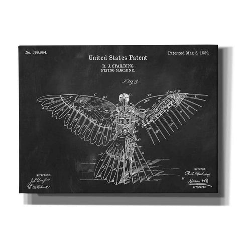 Image of 'Flying Machine Blueprint Patent Chalkboard' Canvas Wall Art,Size A Landscape