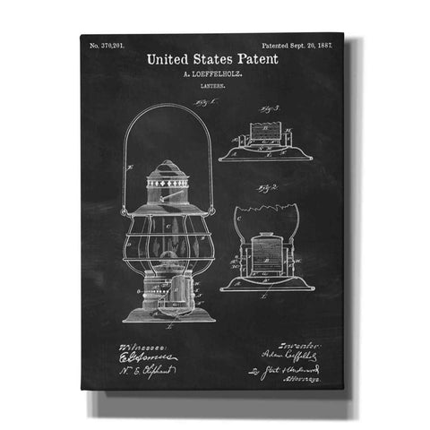 Image of 'Lantern Blueprint Patent Chalkboard' Canvas Wall Art,Size A Portrait