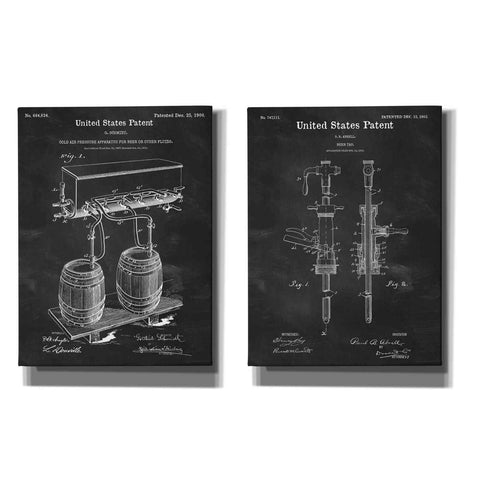 Image of 'For The Love of Beer Diptych Blueprint Patent Chalkboard' Canvas Wall Art (Set of 2),Size A Portrait