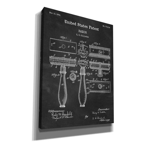 Image of 'Razor Blueprint Patent Chalkboard' Canvas Wall Art,Size A Portrait