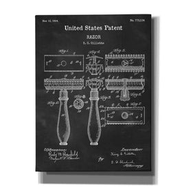 'Razor Blueprint Patent Chalkboard' Canvas Wall Art,Size A Portrait