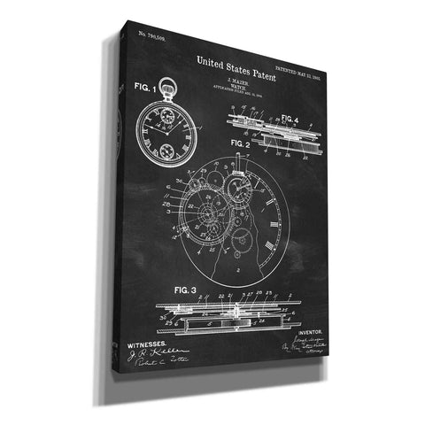 Image of 'Stopwatch Blueprint Patent Chalkboard' Canvas Wall Art,Size A Portrait