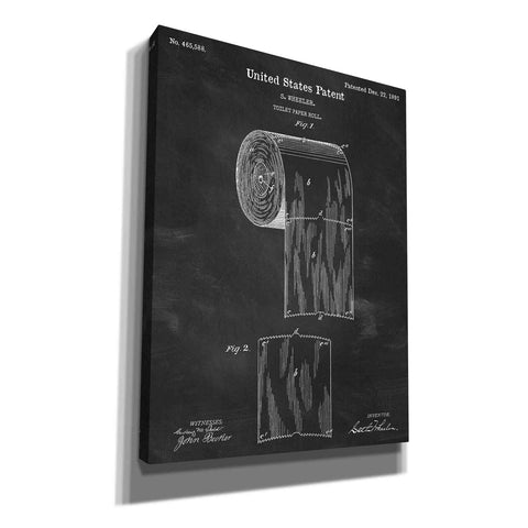 Image of 'Toilet Paper Roll Blueprint Patent Chalkboard' Canvas Wall Art,Size A Portrait