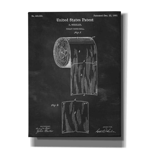 Image of 'Toilet Paper Roll Blueprint Patent Chalkboard' Canvas Wall Art,Size A Portrait