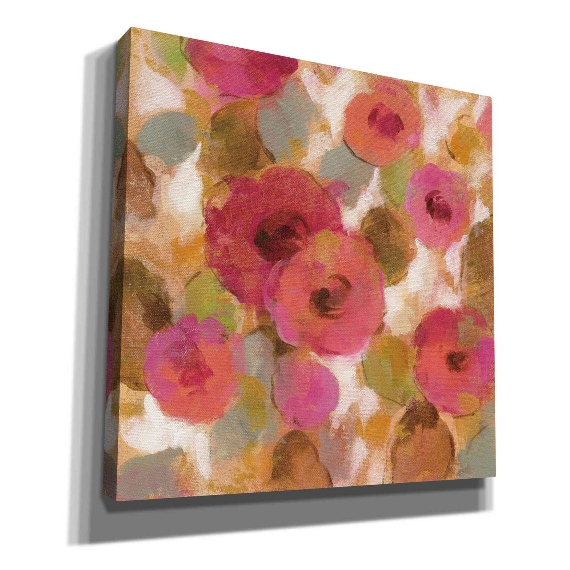 'Glorious Pink Floral II' by Silvia Vassileva, Canvas Wall Art,Size 1 Square