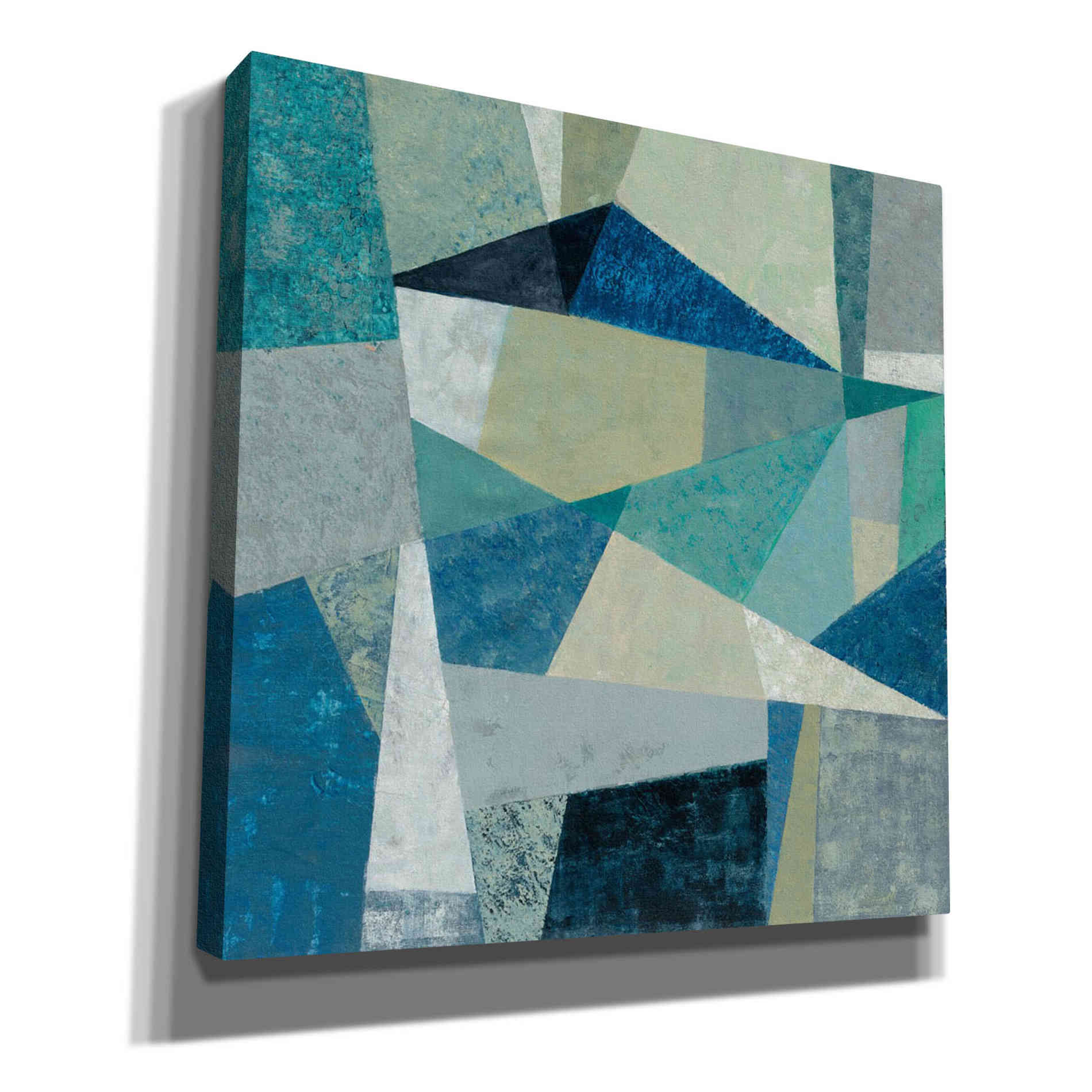 'Indigo Geo Metric' by Silvia Vassileva, Canvas Wall Art,Size 1 Square