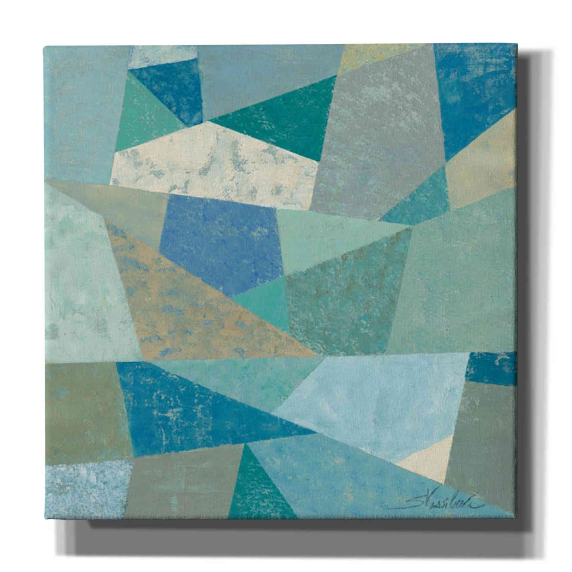 'Teal Geo Metric' by Silvia Vassileva, Canvas Wall Art,Size 1 Square