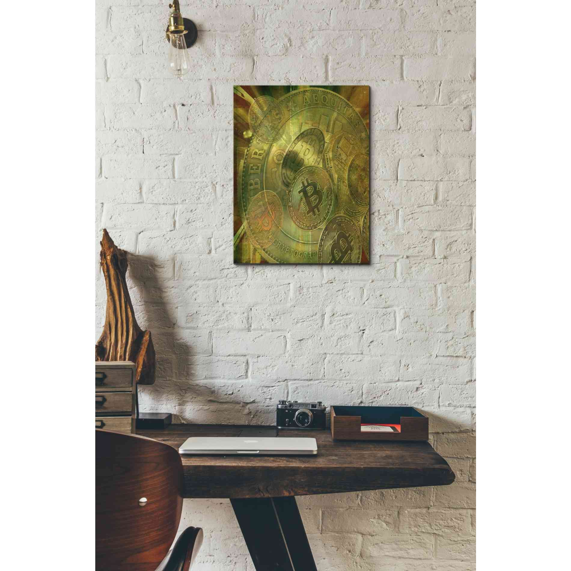 'Grunge Bitcoin' by Steve Hunziker, Canvas Wall Art,12 x 16