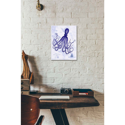 Image of 'Blue Octopus 1 on Nautical Map,' by Fab Funky, Giclee Canvas Wall Art