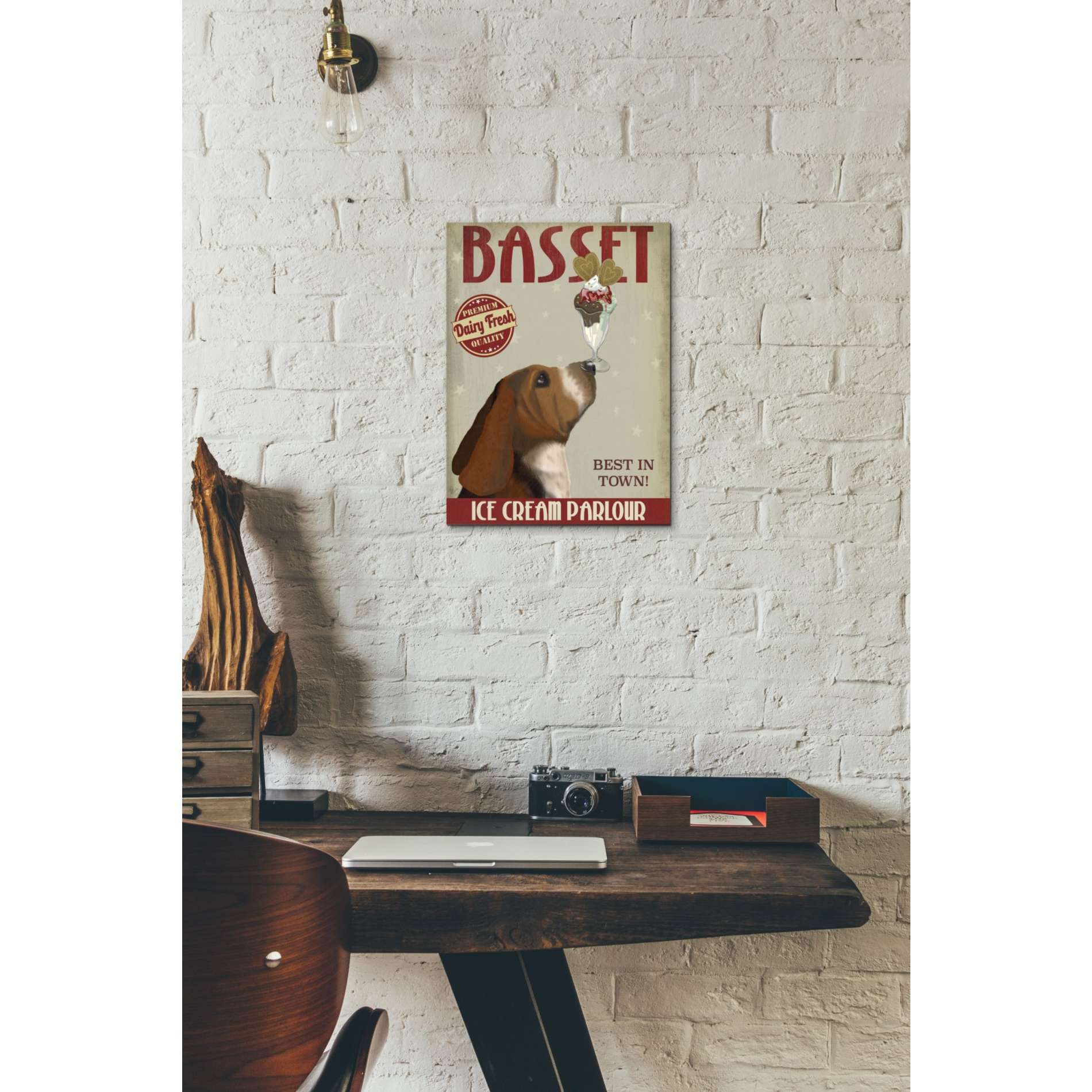 'Basset Hound Ice Cream,' by Fab Funky, Giclee Canvas Wall Art