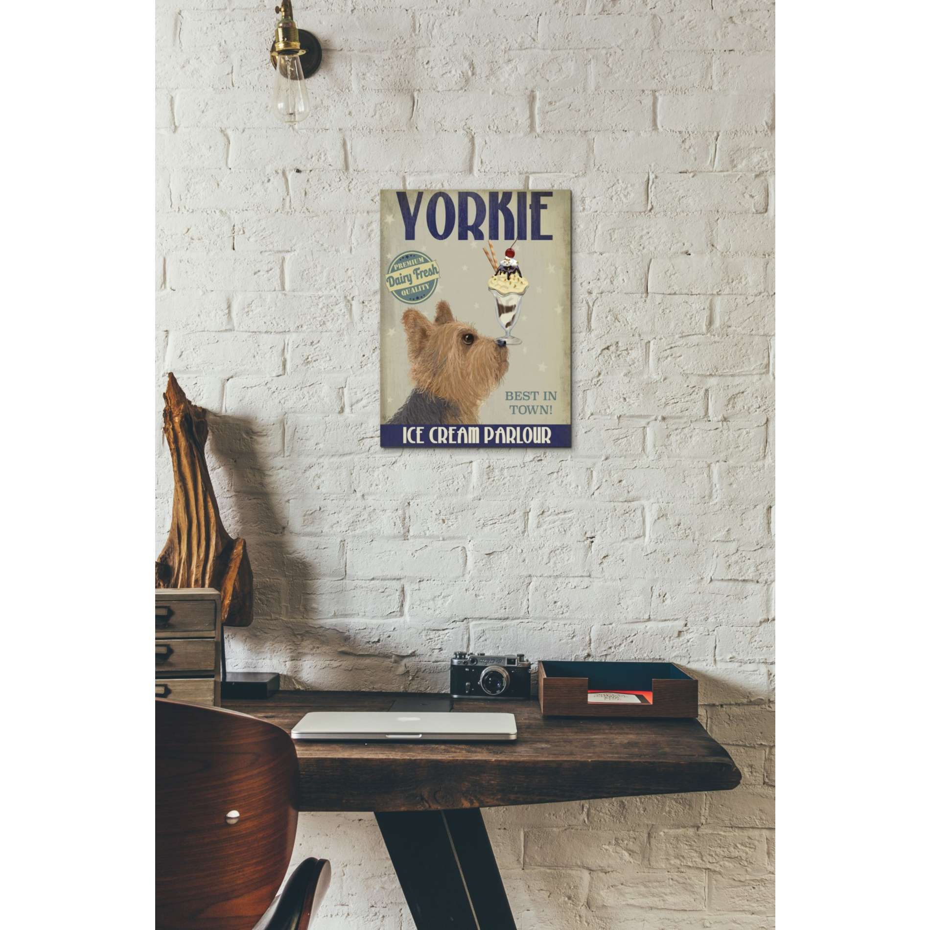 'Yorkshire Terrier Ice Cream,' by Fab Funky, Giclee Canvas Wall Art