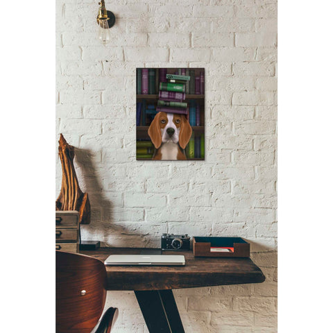 Image of 'Beagle and Books,' by Fab Funky, Giclee Canvas Wall Art
