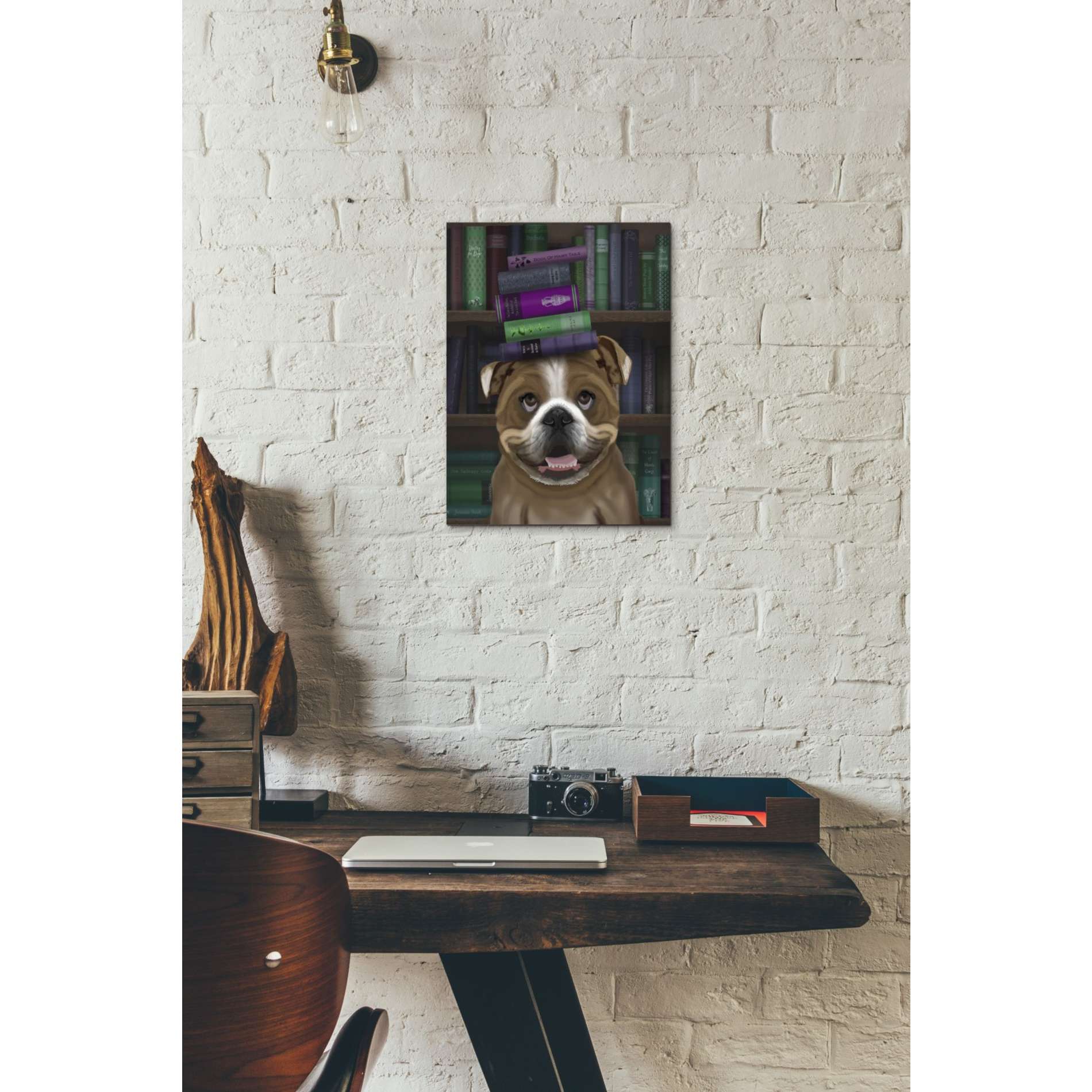 'English Bulldog And Books,' by Fab Funky, Giclee Canvas Wall Art