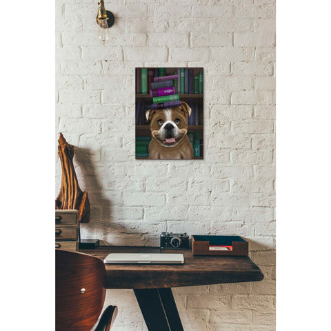 Image of 'English Bulldog And Books,' by Fab Funky, Giclee Canvas Wall Art
