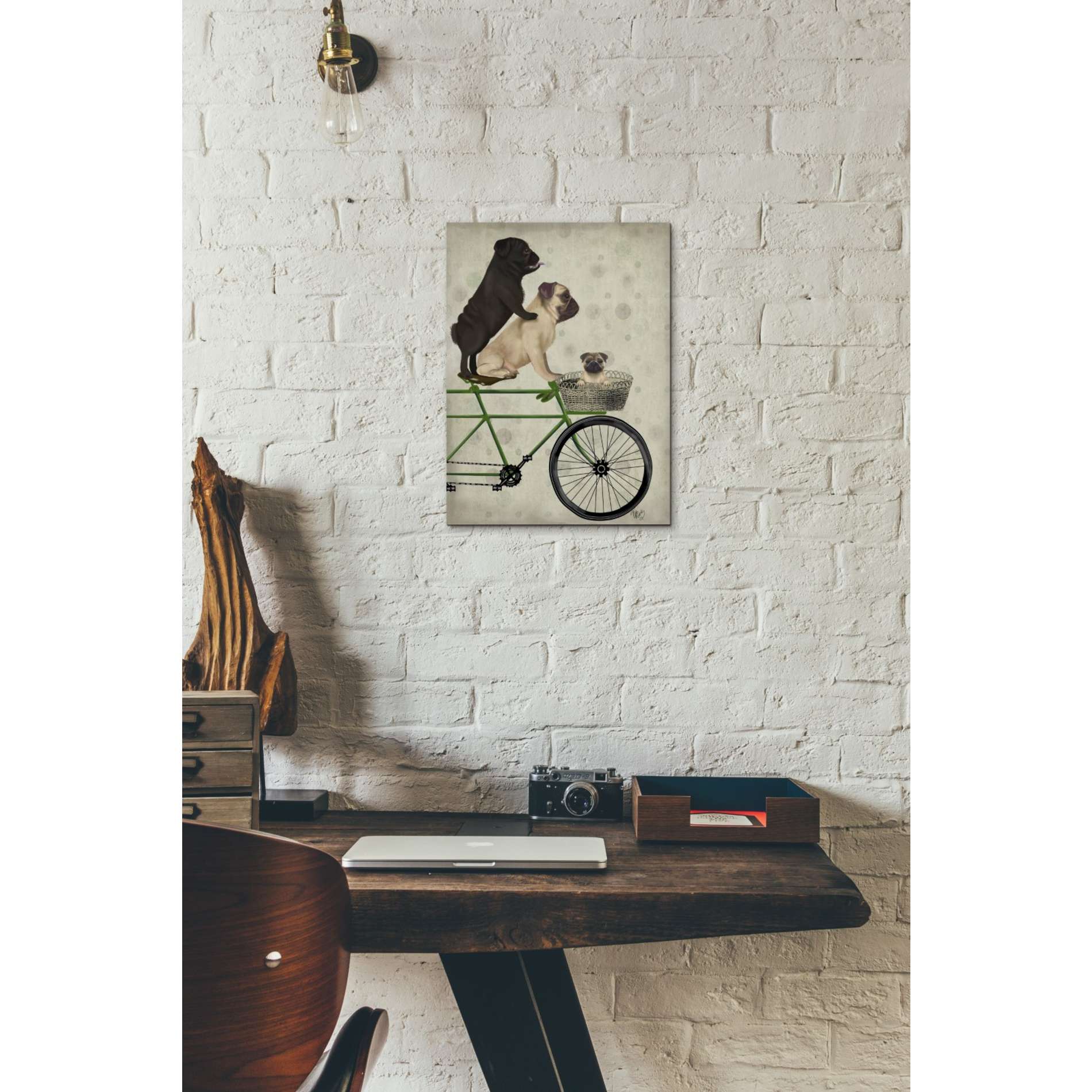 'Pugs on Bicycle,' by Fab Funky, Giclee Canvas Wall Art