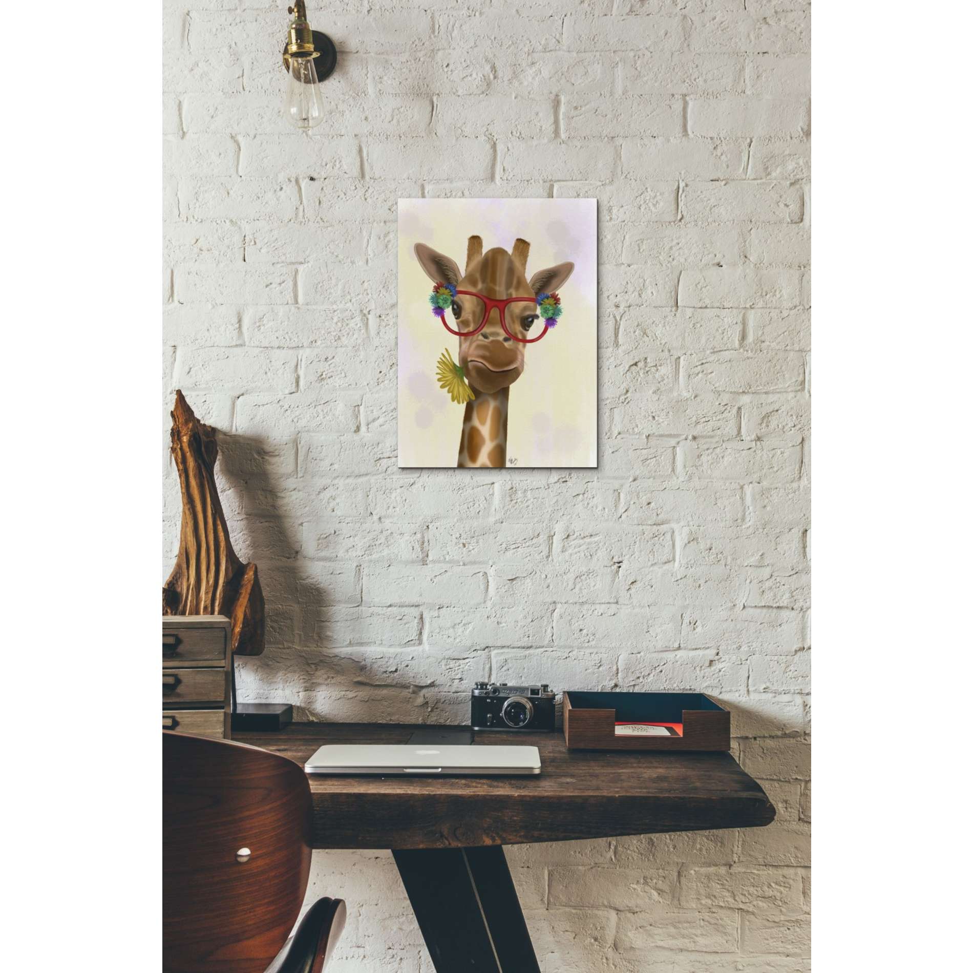 'Giraffe and Flower Glasses 3' by Fab Funky, Giclee Canvas Wall Art