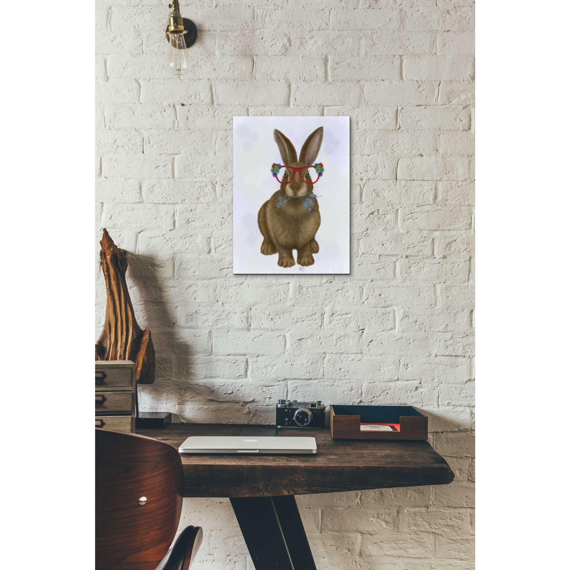 'Rabbit and Flower Glasses' by Fab Funky, Giclee Canvas Wall Art