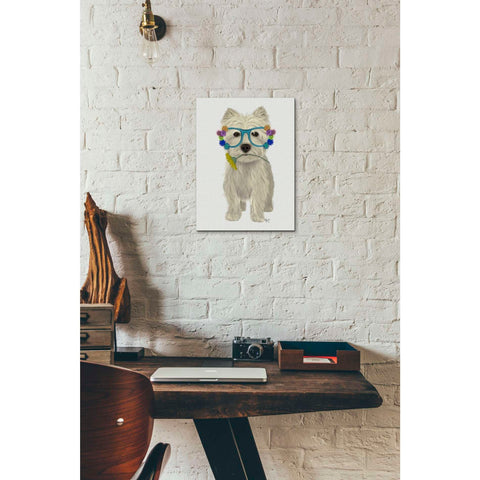 Image of 'West Highland Terrier Flower Glasses' by Fab Funky, Giclee Canvas Wall Art