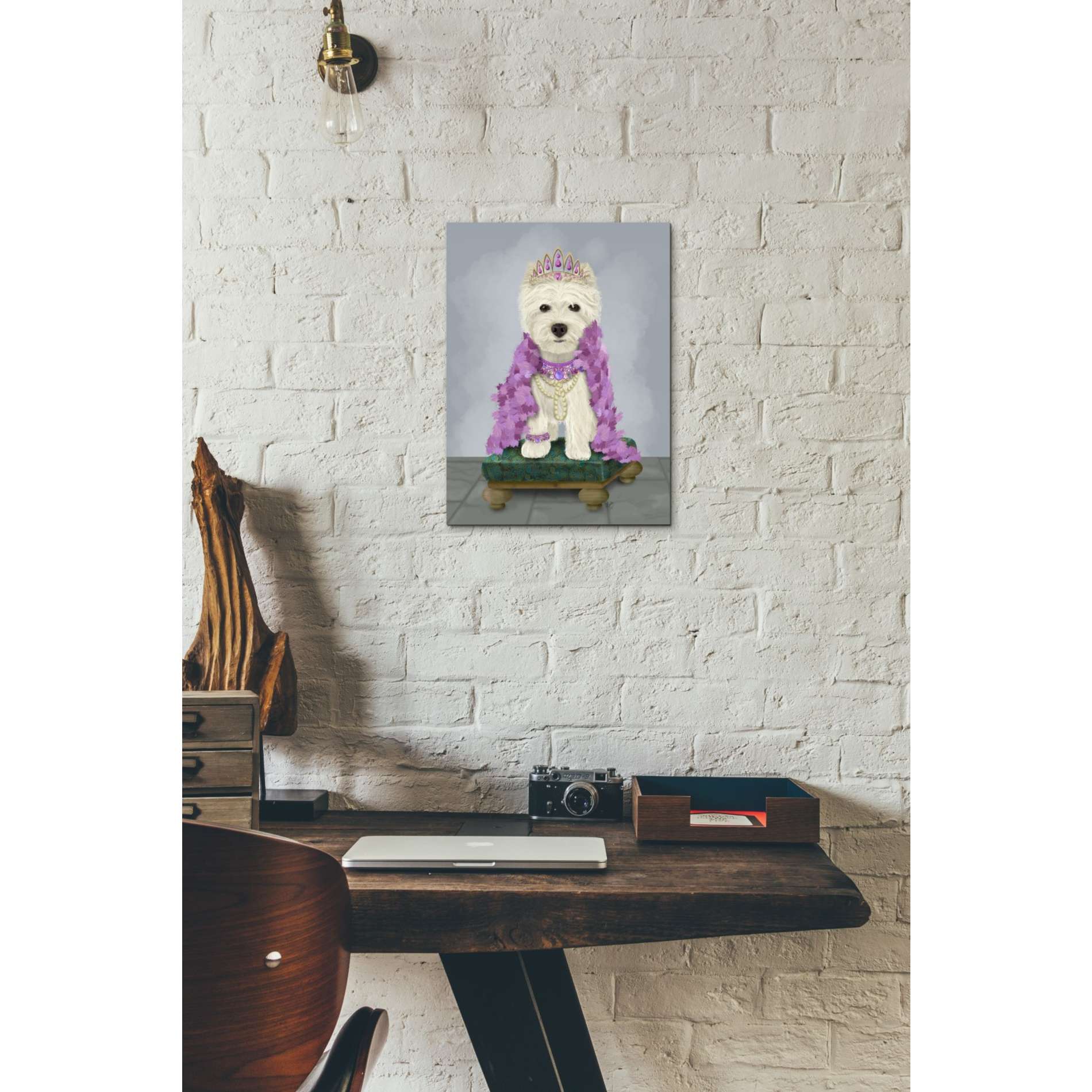 'West Highland Terrier with Tiara' by Fab Funky, Giclee Canvas Wall Art