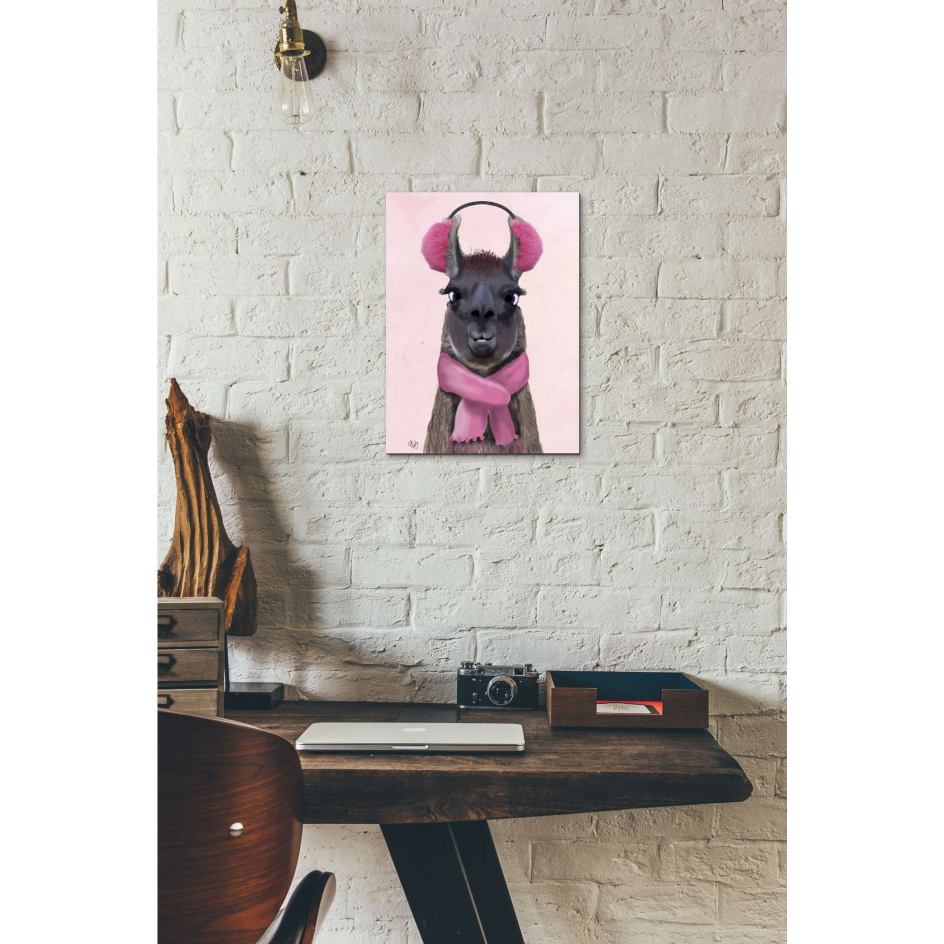 'Chilly Llama Pink' by Fab Funky, Giclee Canvas Wall Art