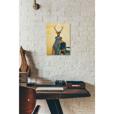 Image of 'Deer In Blue Dress' by Fab Funky, Giclee Canvas Wall Art