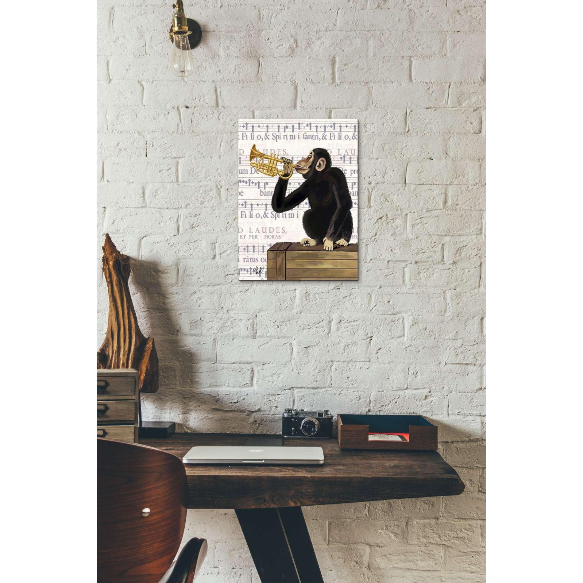 'Monkey Playing Trumpet' by Fab Funky, Giclee Canvas Wall Art