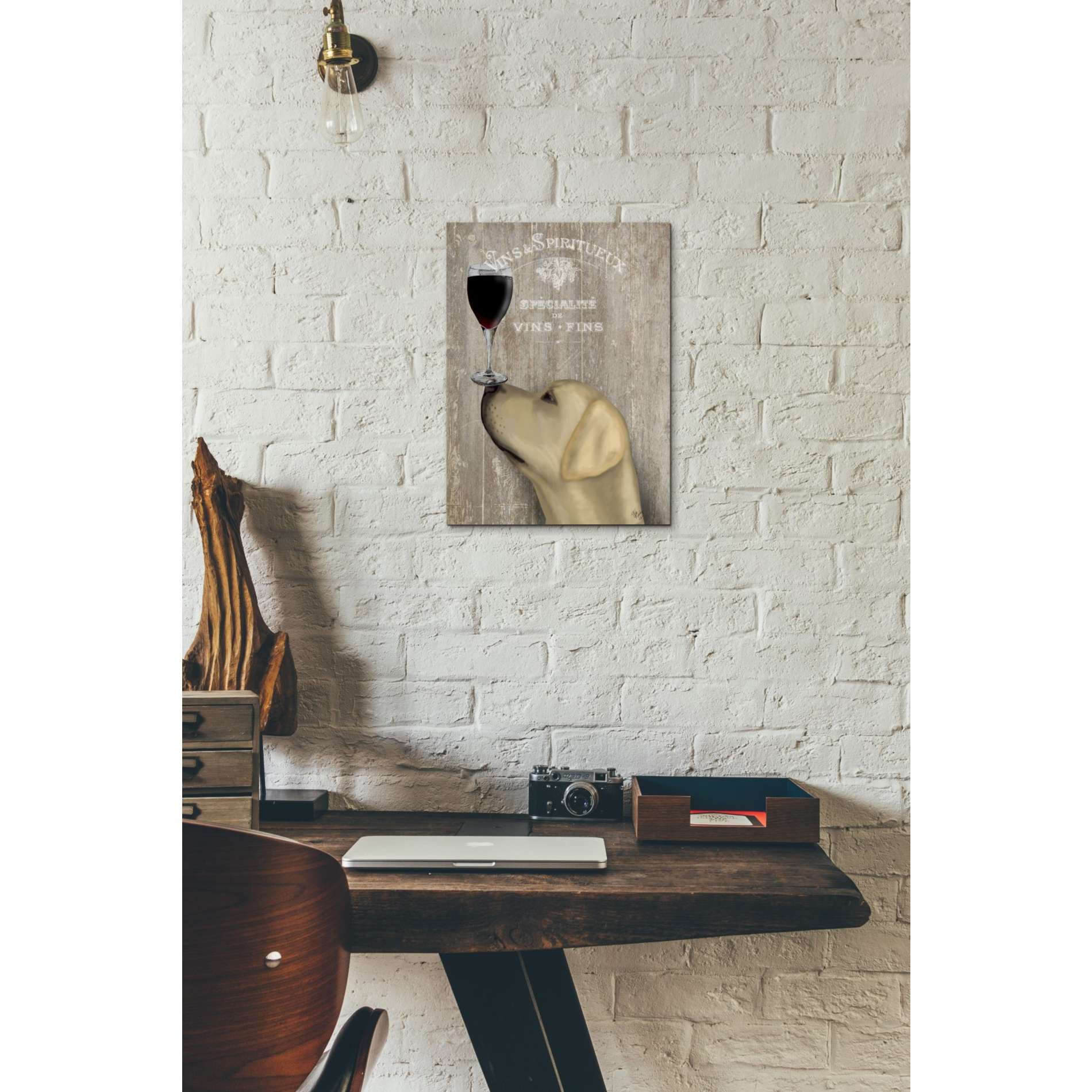 'Dog Au Vin Yellow Labrador' by Fab Funky, Giclee Canvas Wall Art