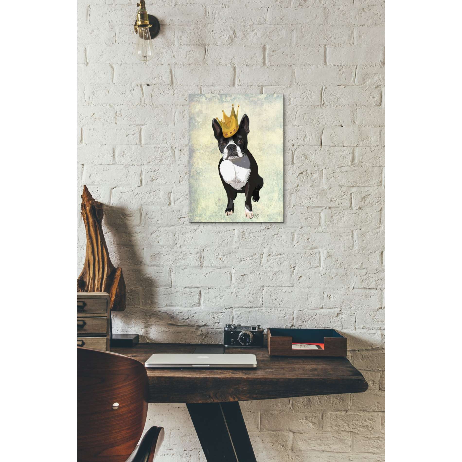 'Boston Terrier and Crown' by Fab Funky, Canvas Wall Art,12 x 16
