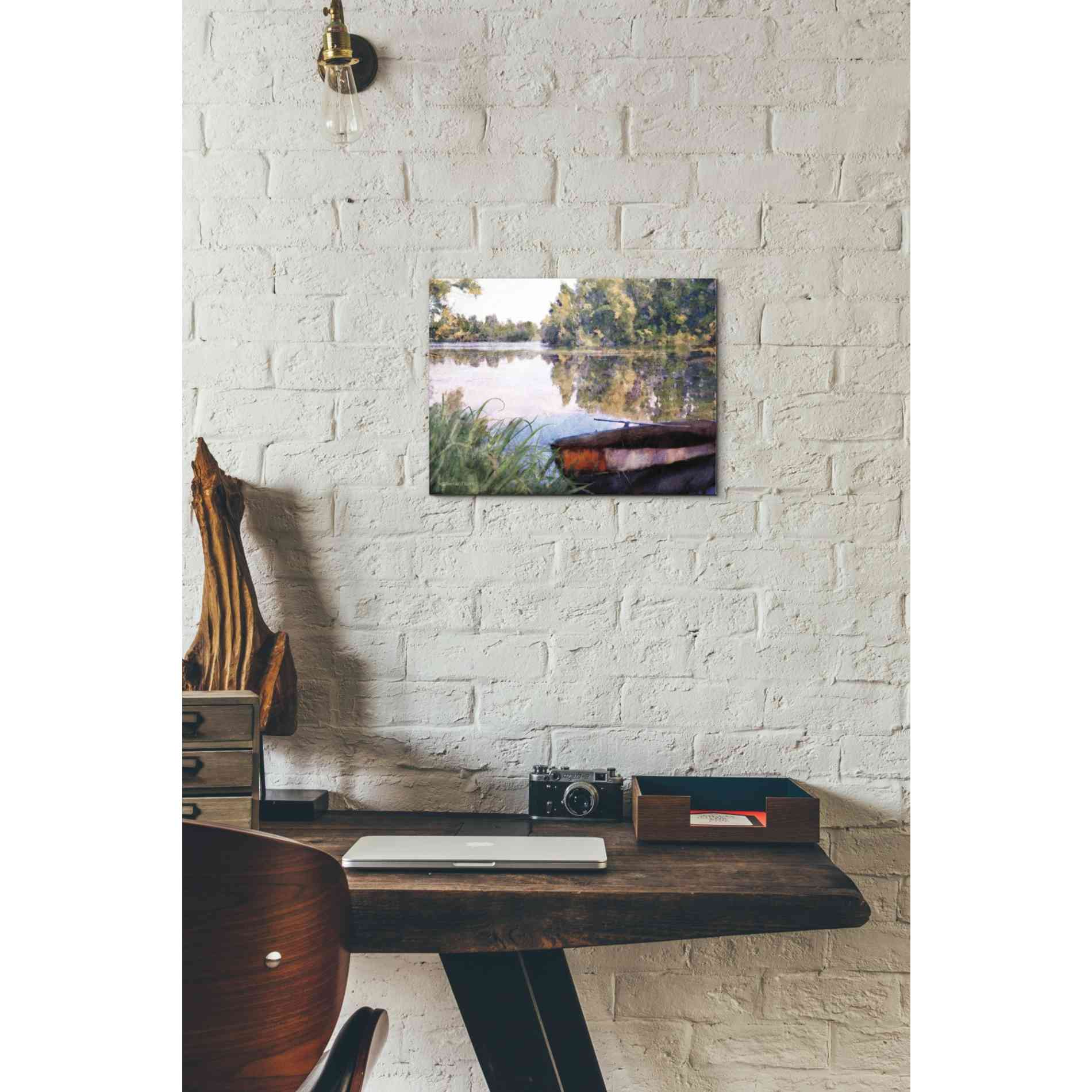 'Rowboat Pond Landscape' by Bluebird Barn, Canvas Wall Art,16 x 12