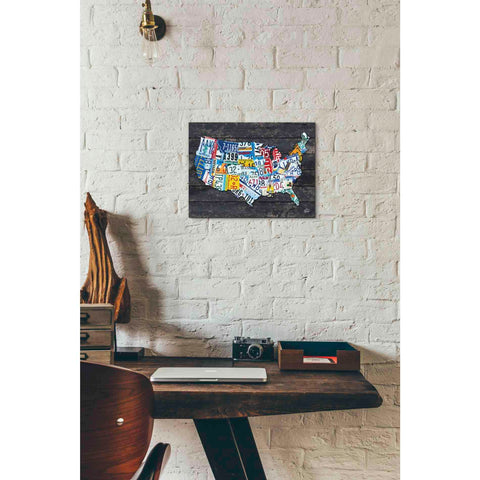 Image of 'USA License Plate Map' by Britt Hallowell, Canvas Wall Art,16 x 12