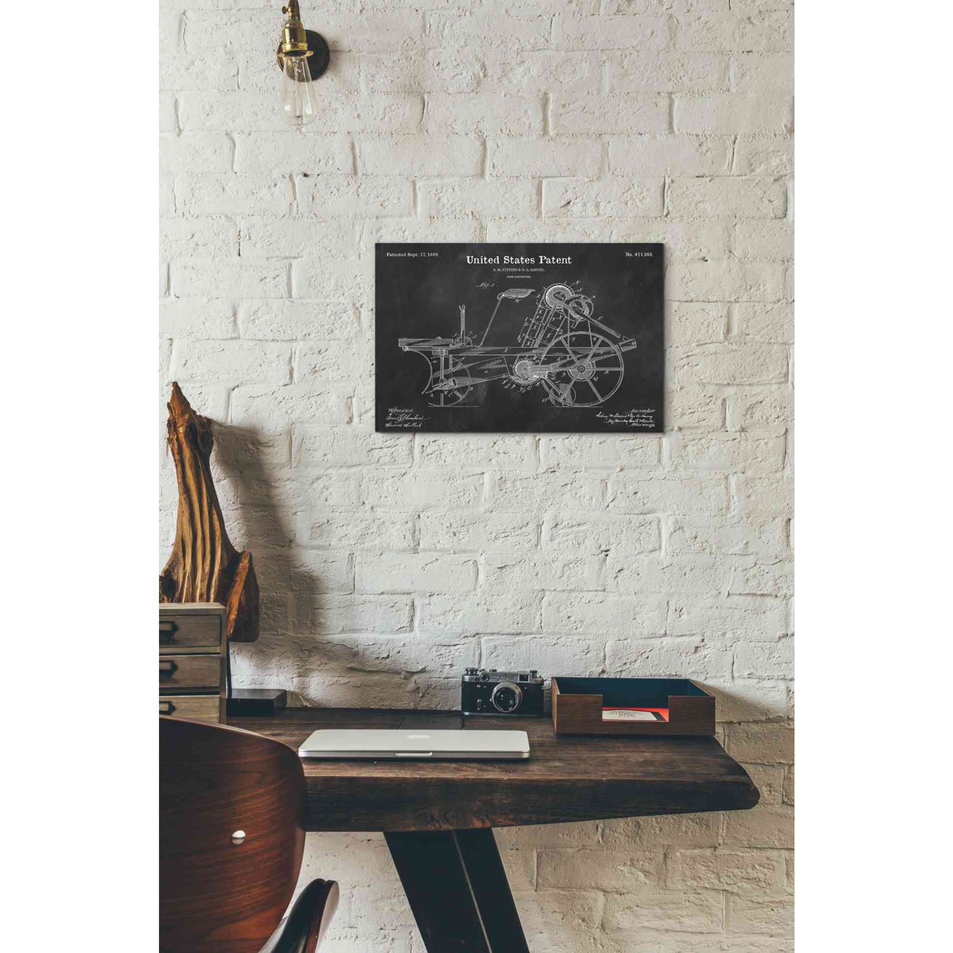 'Corn Harvester Blueprint Patent Chalkboard' Canvas Wall Art,18 x 12