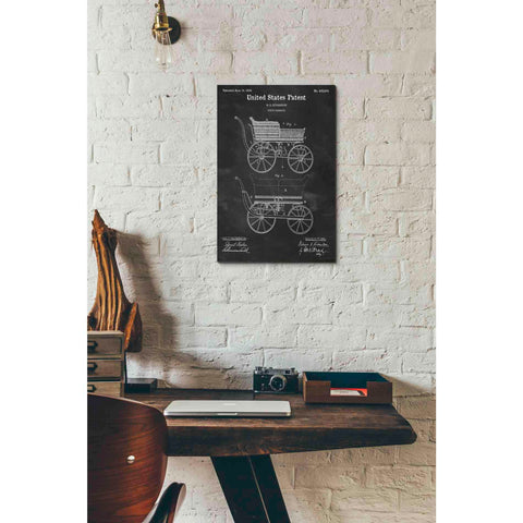 Image of 'Baby Carriage Blueprint Patent Chalkboard' Canvas Wall Art,12 x 18