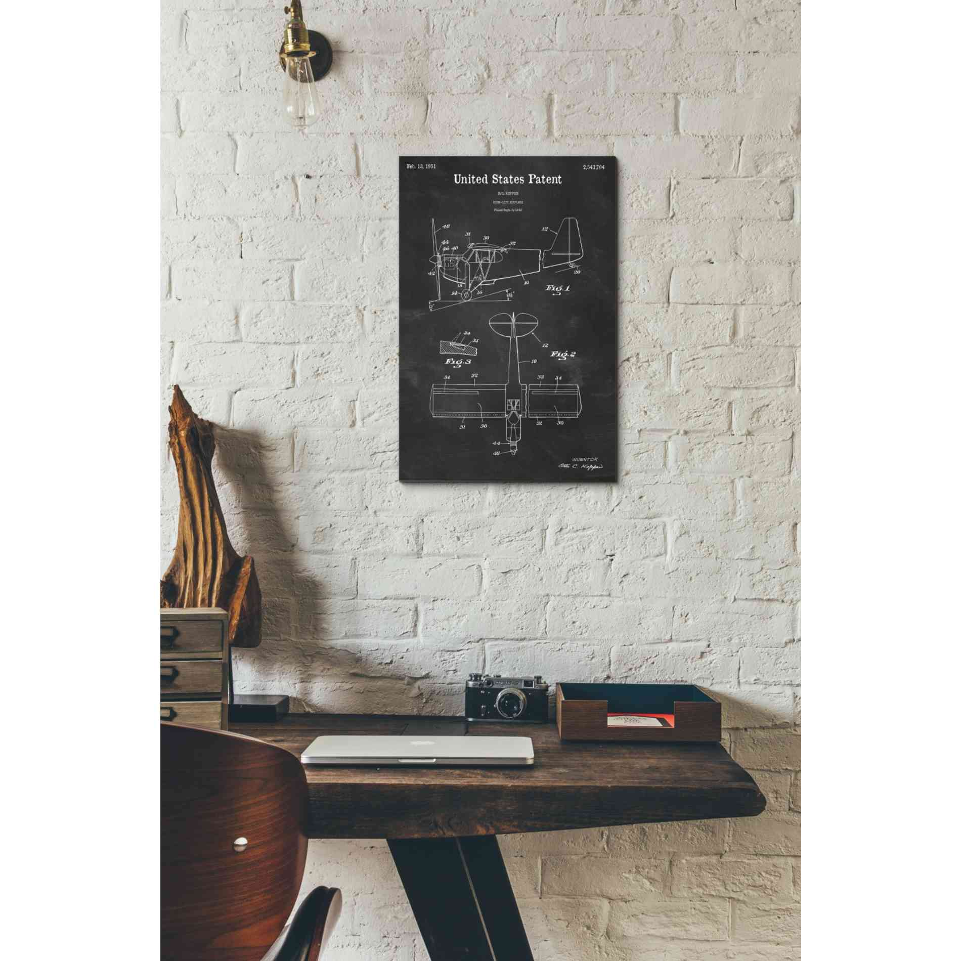 'High-Life Airplane Blueprint Patent Chalkboard' Canvas Wall Art,12 x 18