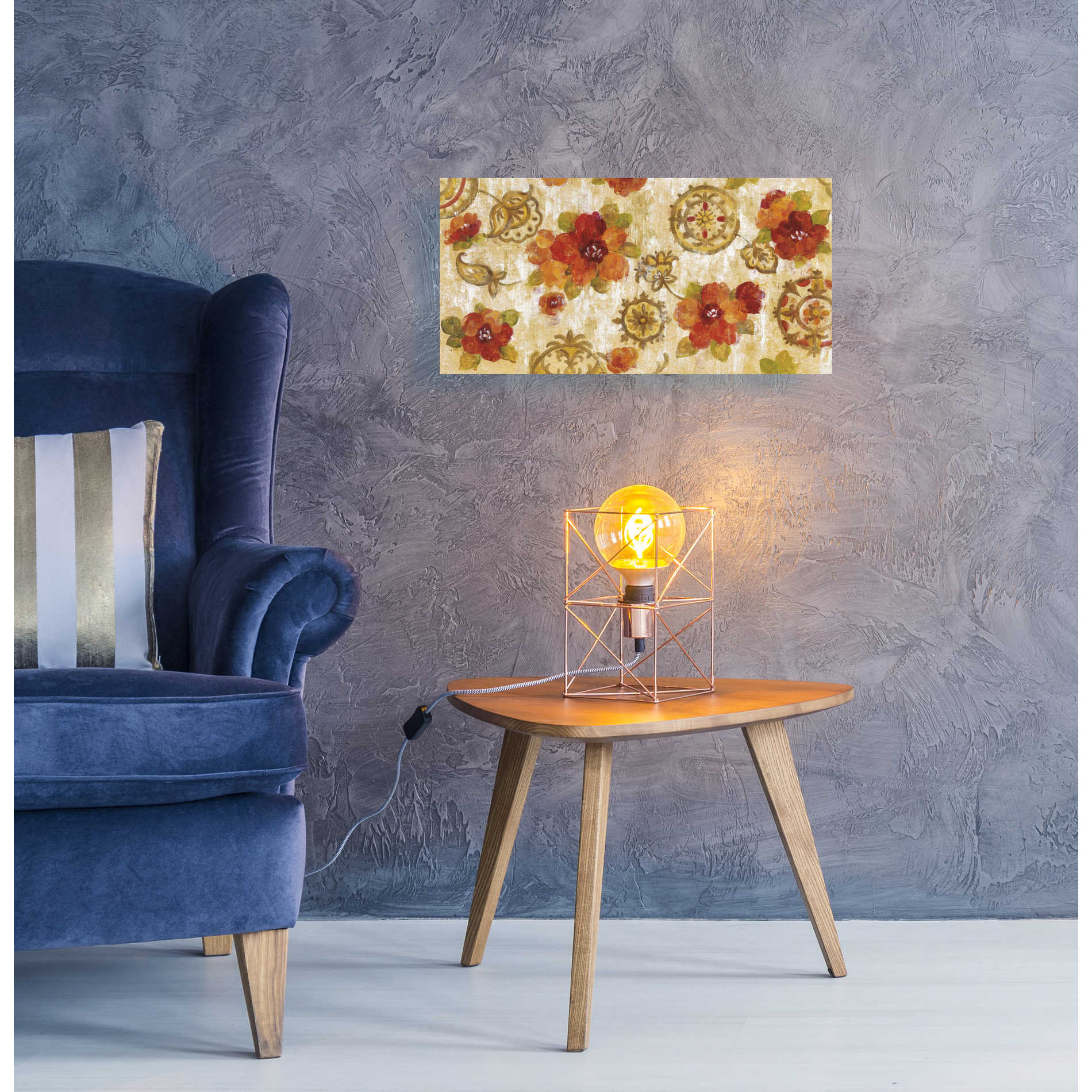 'Hibiscus and Mandala' by Silvia Vassileva, Canvas Wall Art,24 x 12